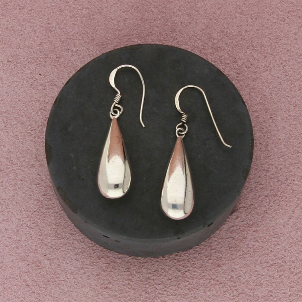 sterling silver vintage puffy drop dangle earrings